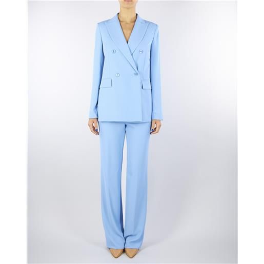 ANGELA DAVIS tailleur azzurro doppiopetto con pantalone dritto
