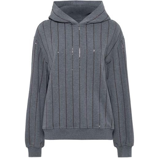 Brunello Cucinelli felpa con paillettes e cappuccio - grigio