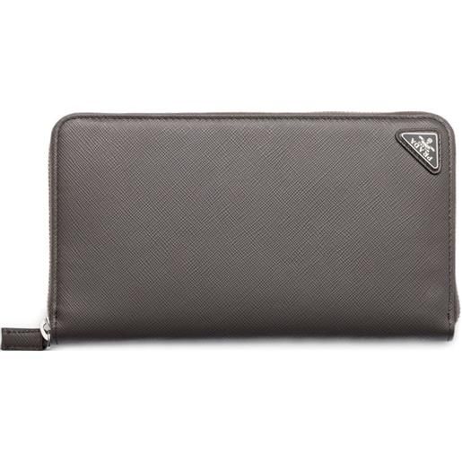 Prada portafoglio in pelle saffiano - grigio