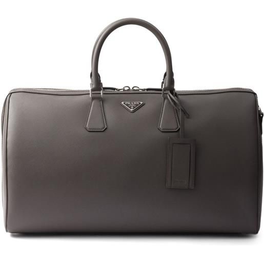 Prada borsone in pelle saffiano - grigio