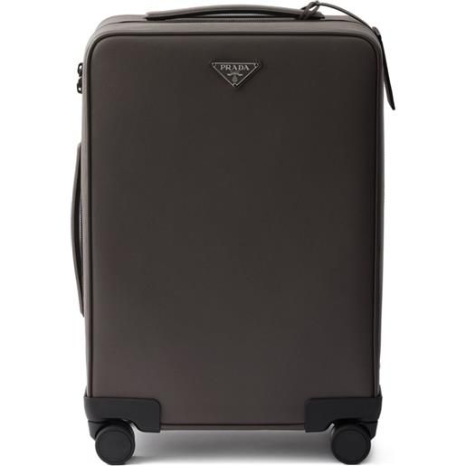 Prada valigia in pelle saffiano - grigio