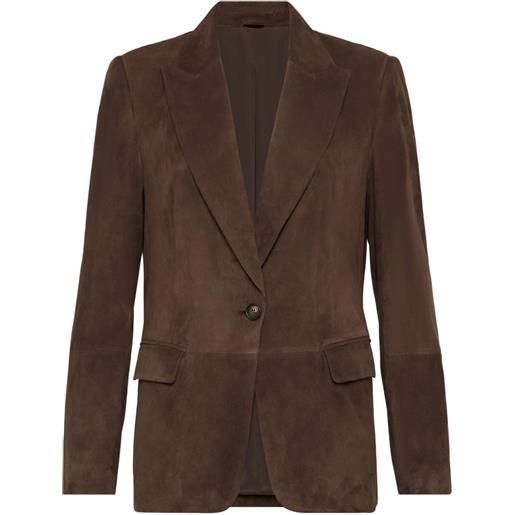 Brunello Cucinelli blazer con revers a lancia - marrone