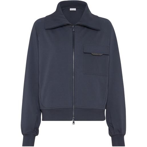 Brunello Cucinelli felpa con dettaglio monili - blu