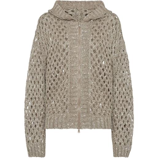 Brunello Cucinelli cardigan traforato - toni neutri
