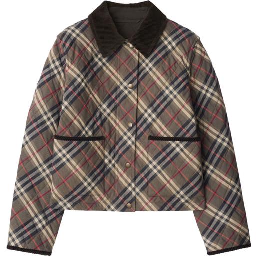 Burberry giacca trapuntata a quadri - marrone