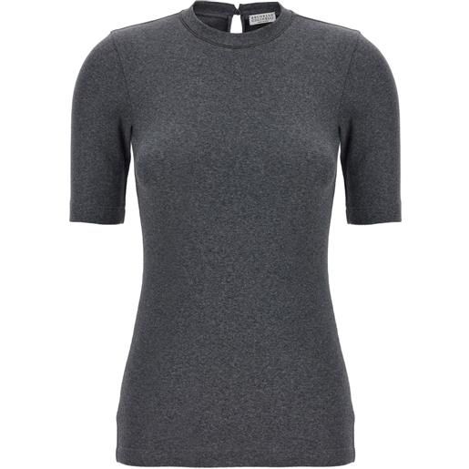 Brunello Cucinelli t-shirt monile a coste - grigio