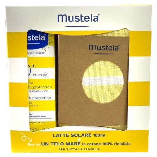 Mustela latte solare spf50+ protezione alta per bambini 100ml + telo mare