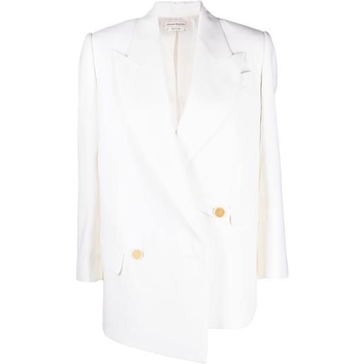 Alexander McQueen blazer doppiopetto asimmetrico - bianco