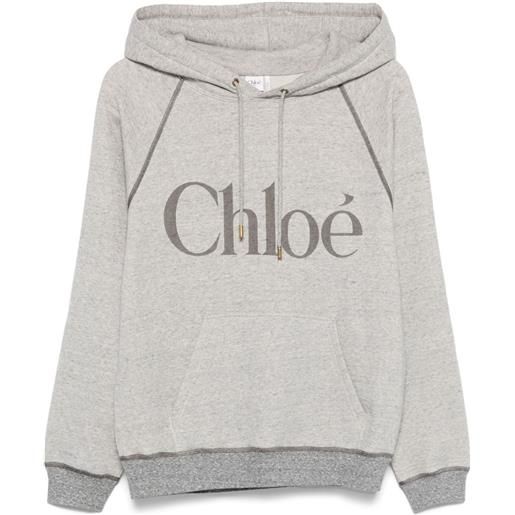 Chloé felpa con cappuccio e logo - grigio