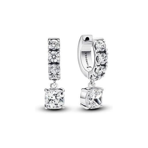 Pandora timeless 293547c01 - orecchini doppi con pavé in argento sterling con zirconi, klar, argento sterling, zirconia cubica