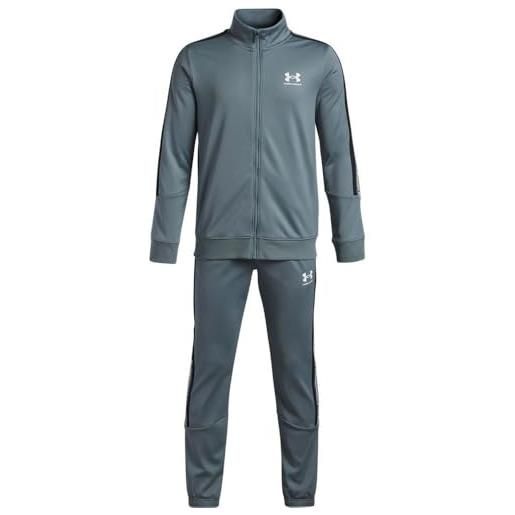 Under Armour bambino icon knit tracksuit, tuta completa comoda e calda, completo felpa e pantaloni sportivi per allenamento, educazione fisica e abbigliamento casual, castlerock/halo gray/white, yxl