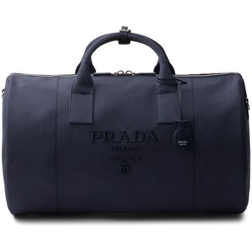 Prada borsone con logo goffrato - blu