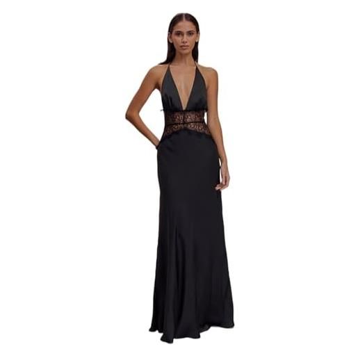 Lomeuuu abito sottile con profonda scollatura a v e design senza spalline, dettagli in pizzo, disponibile in nero e rosa (black, s)