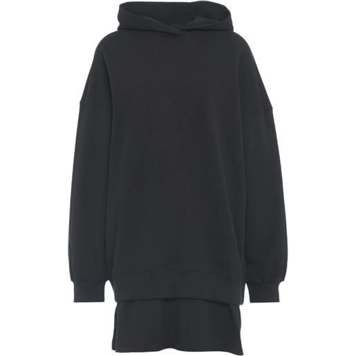 Disclaimer abito in felpa con cappuccio logo strass nero