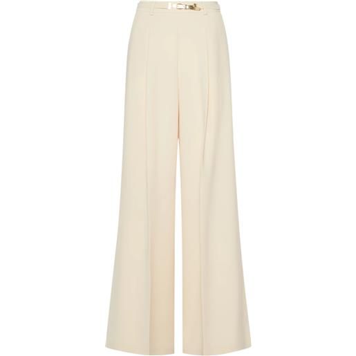 Simona corsellini pantaloni a palazzo con cintura bianco latte