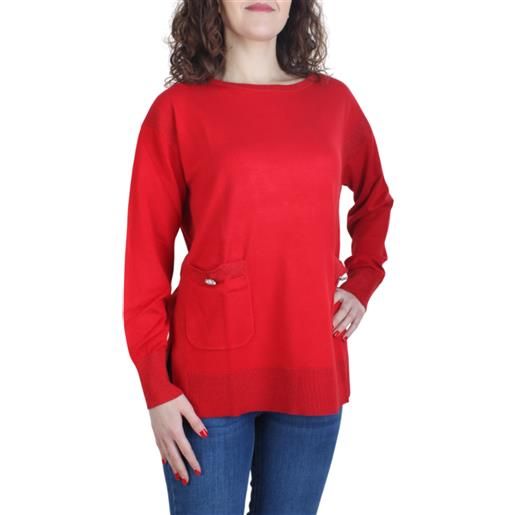 Opificio 4.0 maglia girocollo con tasche lurex rosso