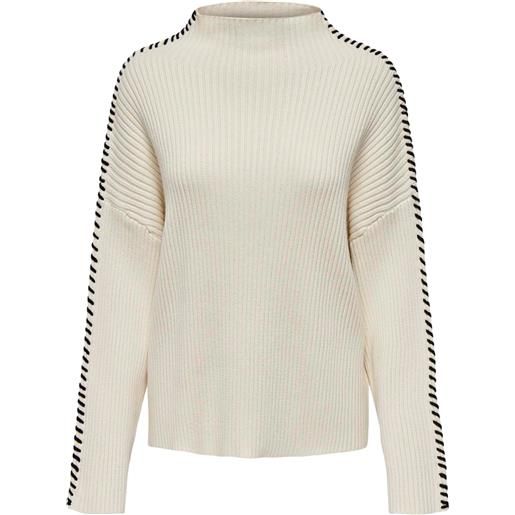 Only maglia lupetto a costine queenie ecrù