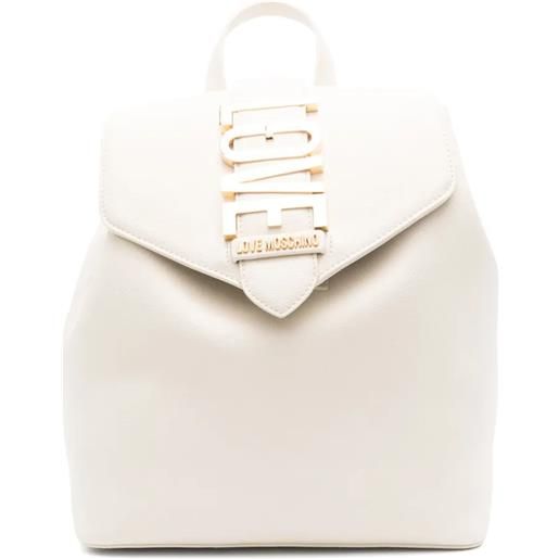 MOSCHINO LOVE love moschino zaino in ecopelle martellata con placca logo avorio