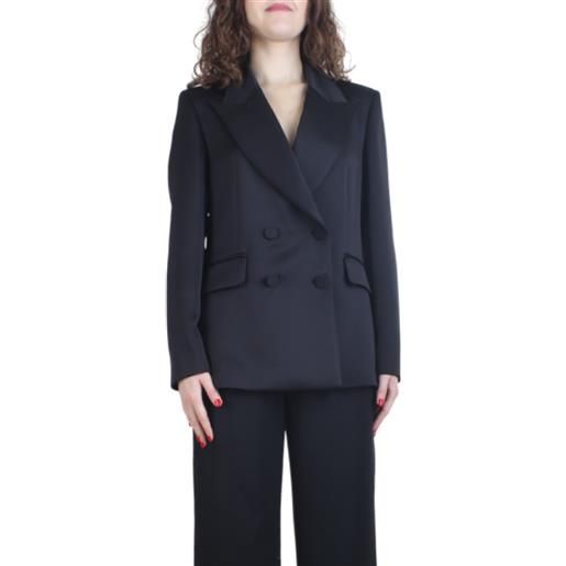 Simona corsellini giacca doppiopetto satin nero