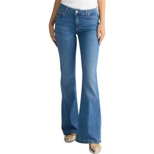 Liu jo jeans a zampa in denim elasticizzato lavaggio blu medio