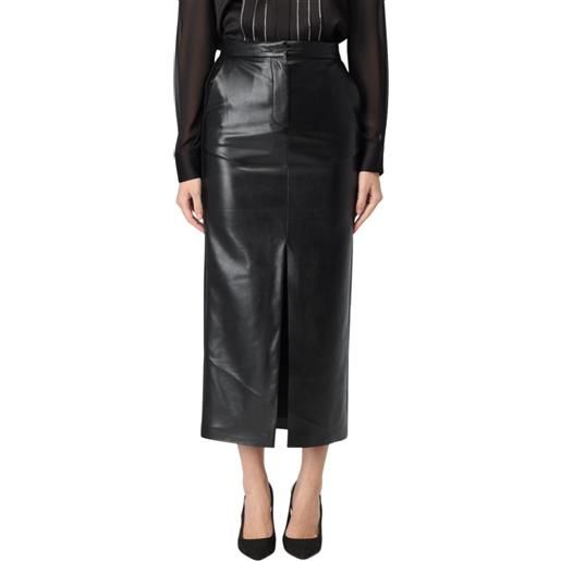 Simona corsellini gonna midi in ecopelle con spacco nero