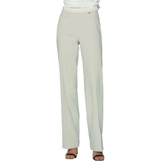 Relish pantaloni a palazzo daniele con dettagli satin ecrù