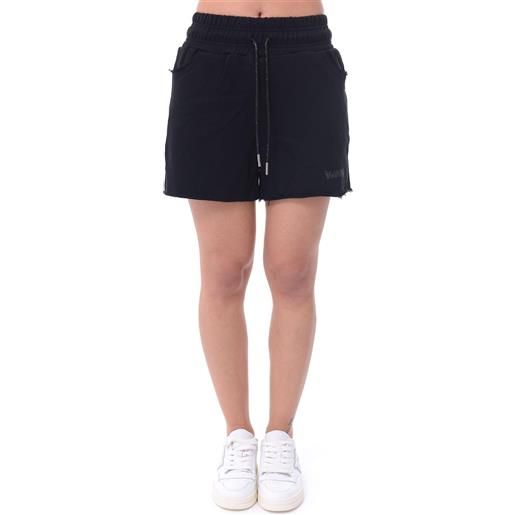 Disclaimer shorts in felpa con logo nero