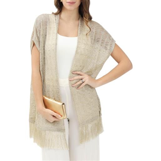 Simona corsellini cardigan in maglia lurex traforata oro