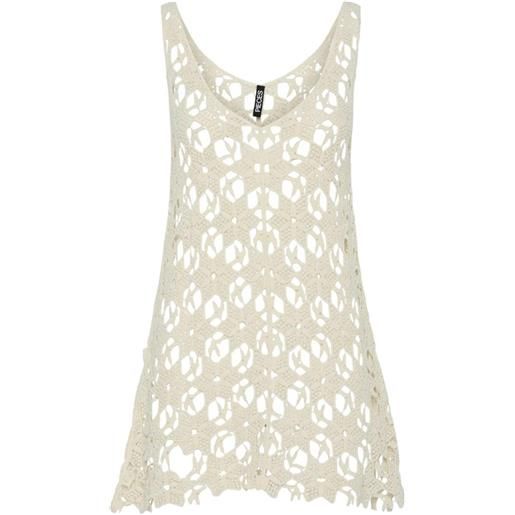 Pieces abito corto crochet beige chiaro