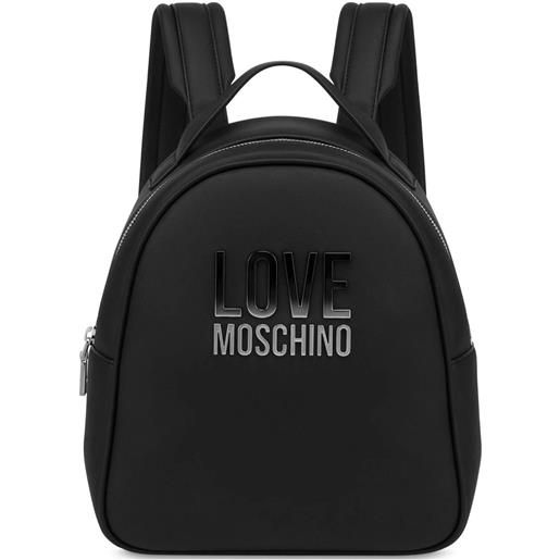 MOSCHINO LOVE love moschino zaino in ecopelle con placca logo nero argento