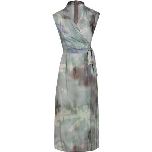 Sandro ferrone abito midi smanicato in fantasia multicolor verde