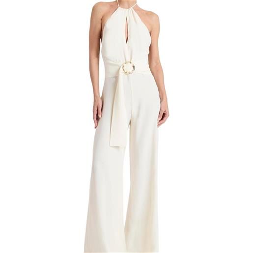 Simona corsellini tuta jumpsuit con scollo all'americana panna
