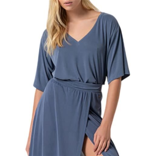 Surkana t-shirt scollo a v misto modal blu
