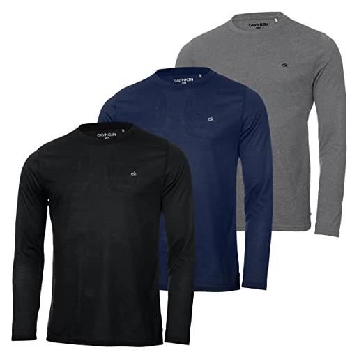 Calvin Klein uomo 2025 3 t-shirt assortite - nero/blu navy/argento - xl