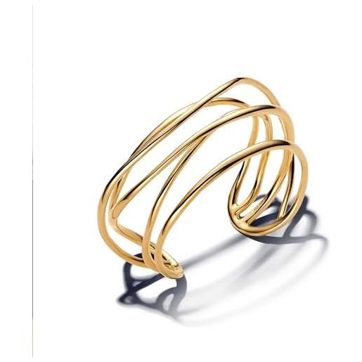 Pandora essence 563867c00-3 - bracciale aperto in filo di oro 14 carati, lunghezza 19 cm, 563867c00-3, argento sterling, nessuna pietra preziosa