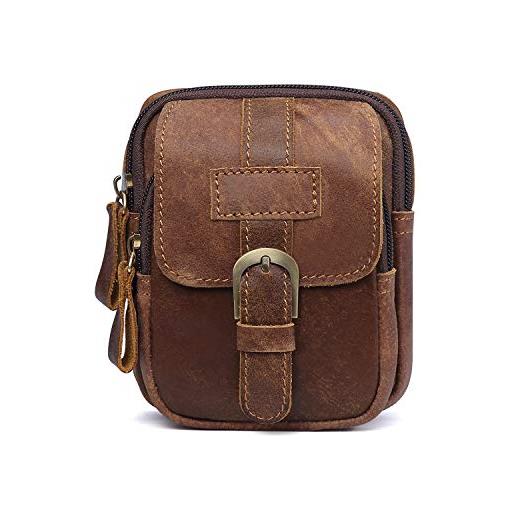 FANDARE marsupio sportivo borsello da cintura zaino uomo monospalla ragazzo pelle waist fanny pack per festa, viaggi, corsa, tour in bicicletta marrone