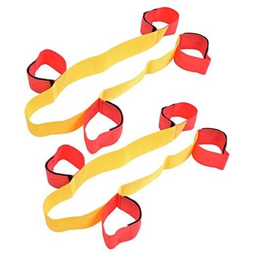 BORDSTRACT fasce da corsa a 3/4/6/8 zampe, 1 paio di fasce da passeggio cooperative, per allenamento al lavoro di squadra, bambini, adolescenti e adulti(4 legged)