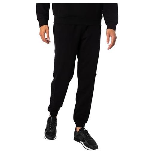 EA7 pantaloni da jogging laterali da uomo, colore nero, nero, s