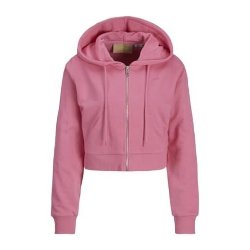 JJXX jxalfa reg ls every zip hood swt sn felpa, morning glory/print: carmine rose logo, xs donna