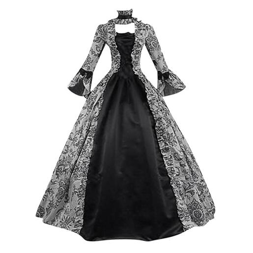 Generico 2024 abito gotico donna medievale vittoriano palazzo vestito retro stage regina vestiti donna stile vintage abito plissettato donna rinascimento tutu abiti a manica lunga festa halloween steampunk