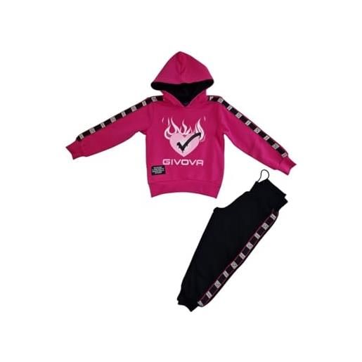 GIVOVA completo tuta bambina in cotone felpato fucsia 4 anni