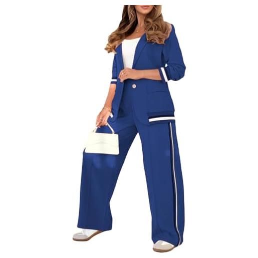 shownicer completo donna tailleur pantalone curvy completo pantaloni e giacca tuta due pezzi ufficio e lavoro blazer tuta a1 blu scuro xl