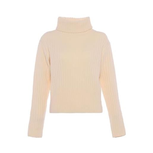 Blonda dolcevita da donna a maniche lunghe in acrilico bianco lana taglia m/l maglione, m