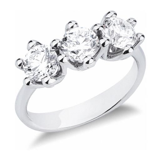 Gioielli di Valenza anello trilogy con 3 diamanti in oro bianco 750