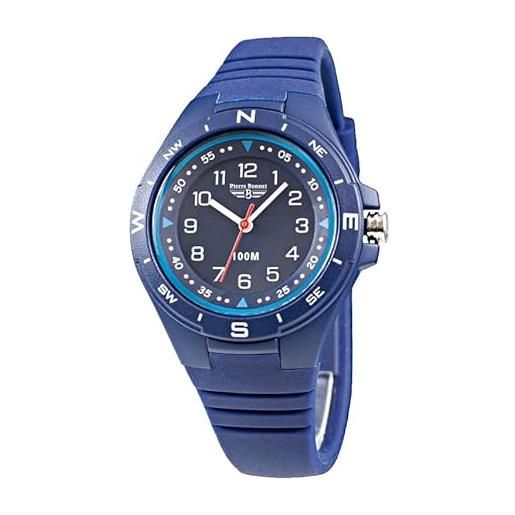 Pierre Bonnet orologio sportivo ragazzo ragazza r. 5227 - 34mm, cinturino in gomma, water resistant 10 atm, movimento al quarzo miyota 2035 (blue)