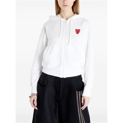 Comme Des Garçons Play felpa double heart con zip e cappuccio - bianco