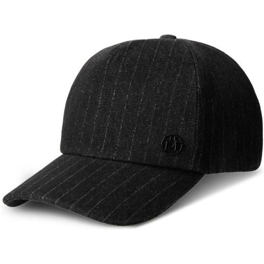 Maison Michel cappello da baseball gessato con logo - nero
