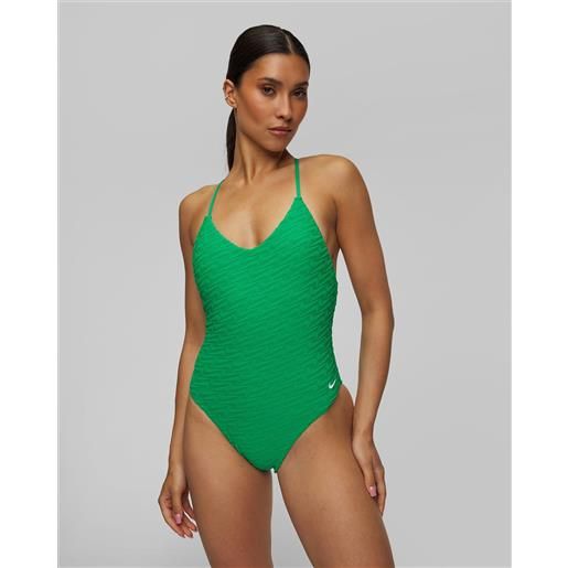 Nike Swim costume da bagno intero verde da donna Nike Swim sport style nike swoosh link y-back one piece