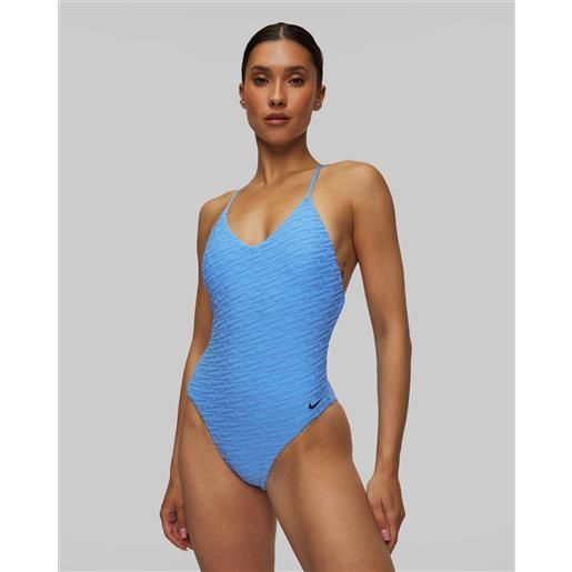 Nike Swim costume da bagno intero blu da donna Nike Swim sport style nike swoosh link y-back one piece