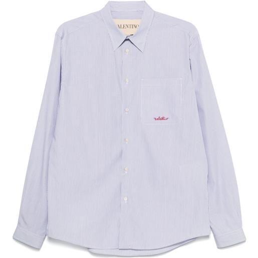 Valentino Garavani camicia a righe con logo - blu